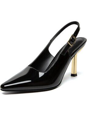 Women's Black High Heels Closed Square Toe Pumps Soft Latex Insole Dress Shoes